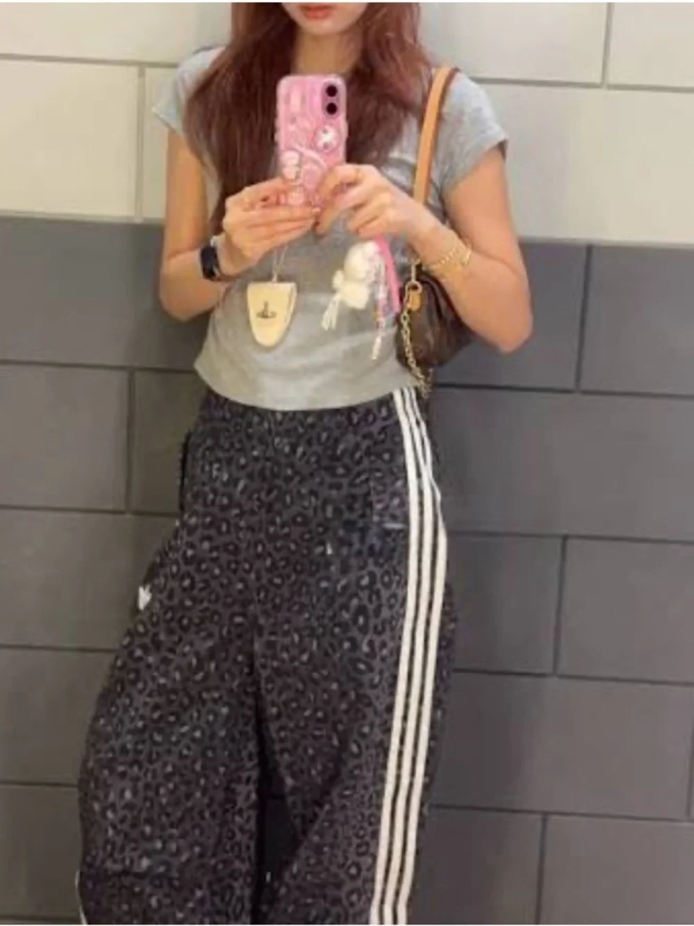 ADIDAS ORIGINALS 3 STRIPES LEOPARD DENIM BERMUDA SHORTS